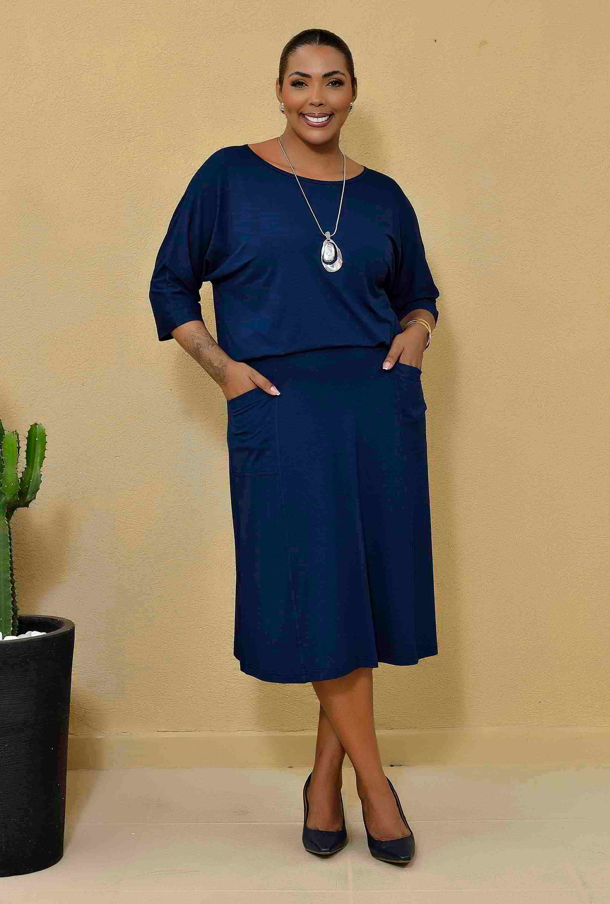 Crepe Saia E Blusa Plus Size Conjunto De Saia E Blusa Plus Size