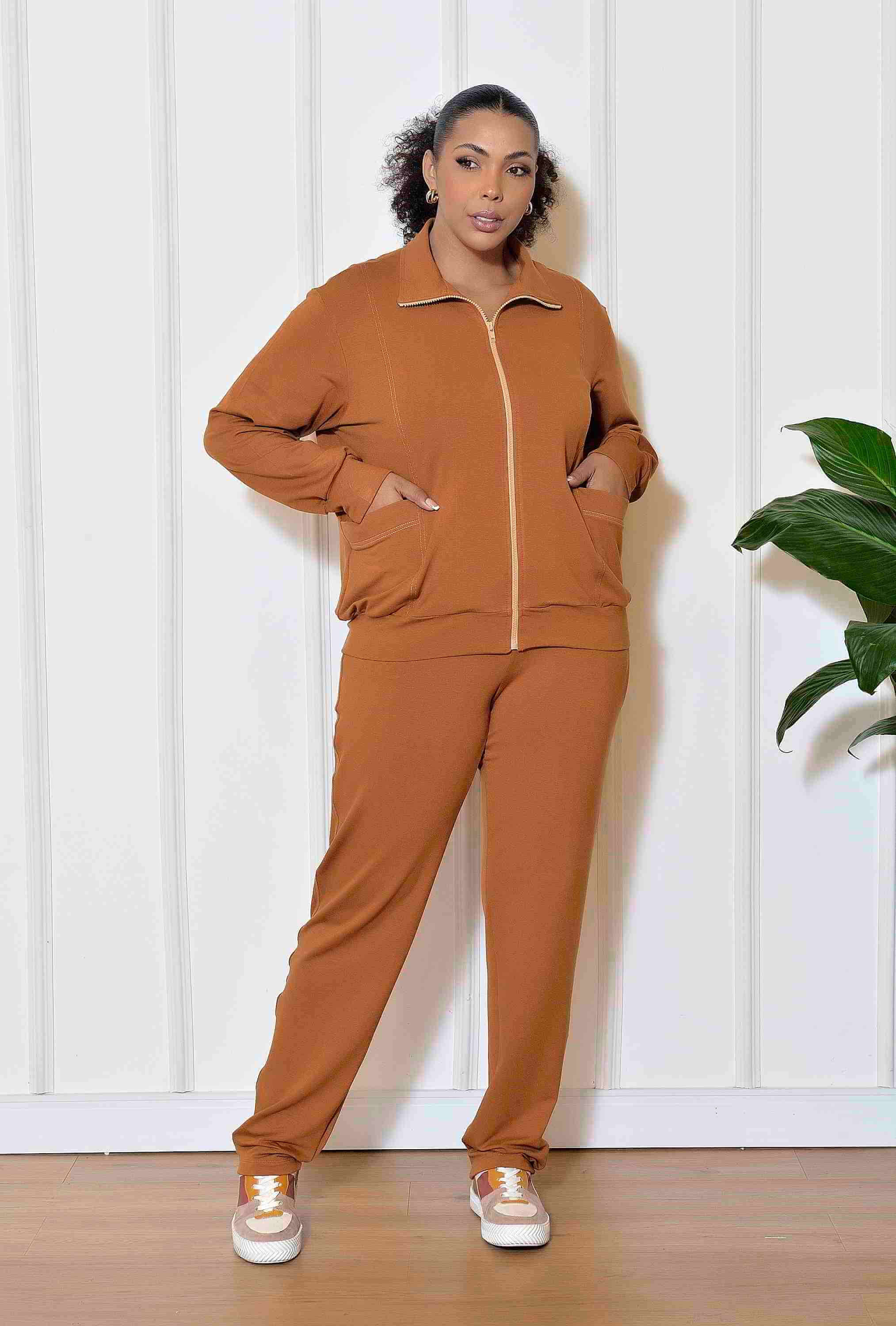 Conjunto Plus Size Moleton Honey Monica
