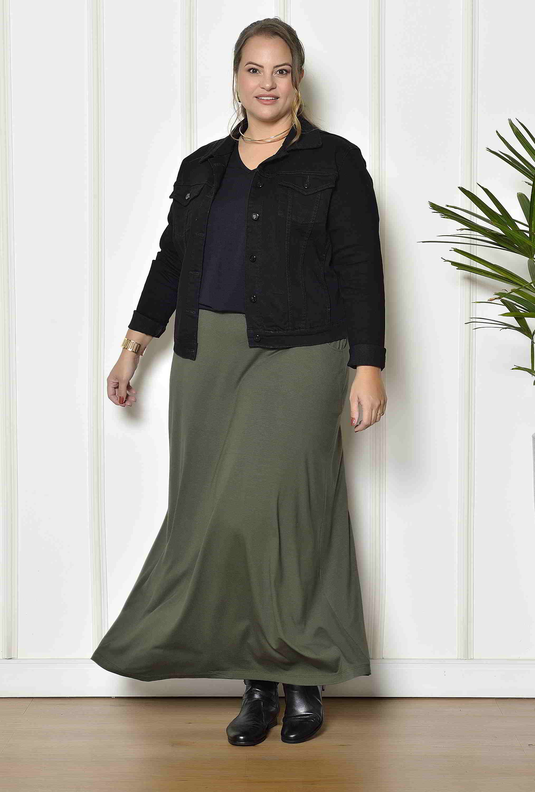 Blusas Saia Longa De Viscose Plus Size Conjunto Plus Size Blusa E