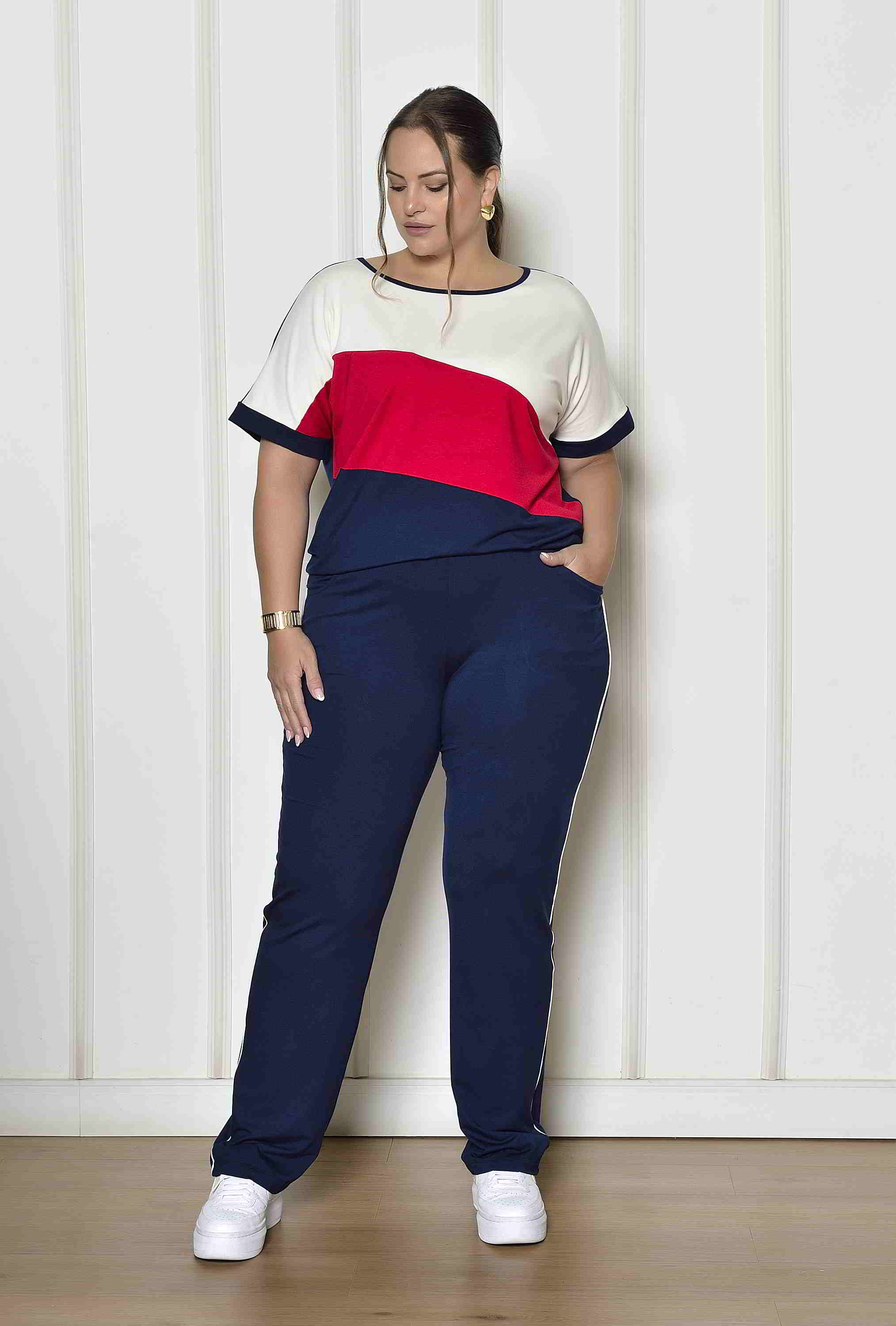 Conjunto Plus Size Casual Marinho Valeska Mania Brasil